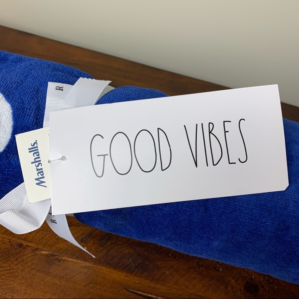 Last One - Rae Dunn “Good Vibes” Beach Towel - Picture 4 of 7